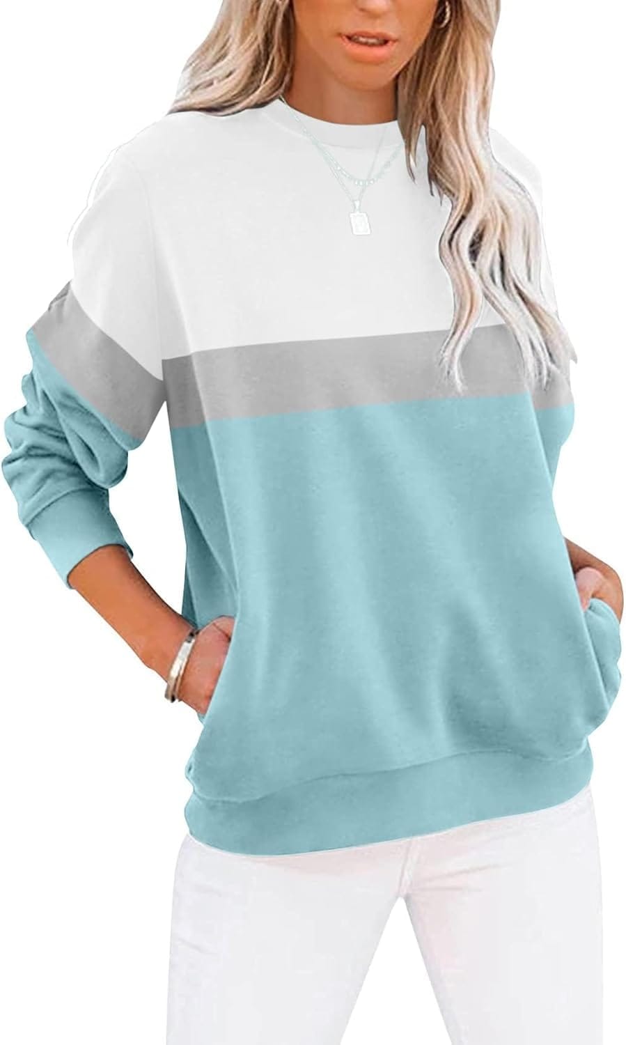 Stylischer Farbblock-Sweatshirt für Damen: Eleganz trifft …