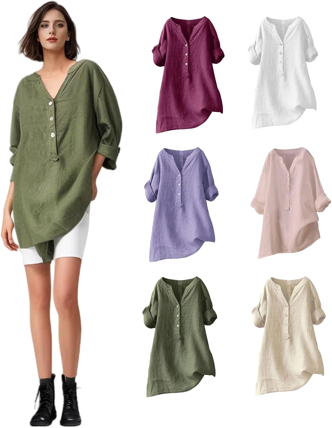 Elegante Leinenblusen für Damen: Stilvolle Oversized Langarmshirts im Trend!