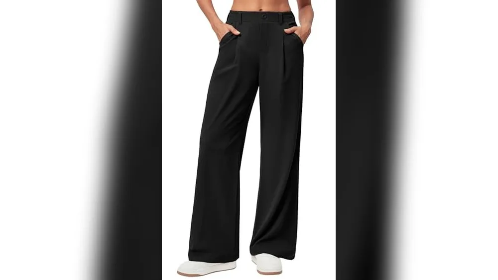 Schwarze Sommerhose mit weitem Bein für Damen. Modische Hose für den Sommer.